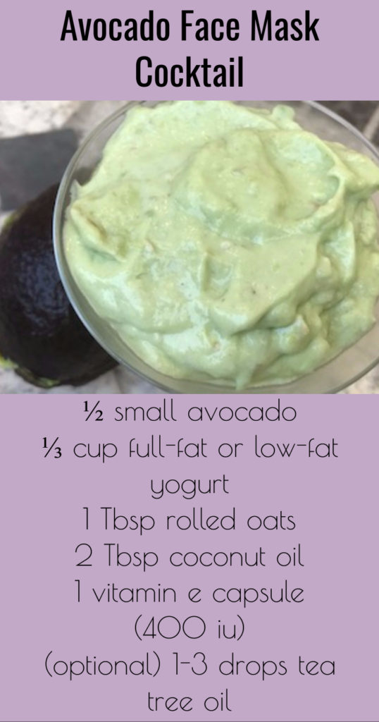 Avocado face mask cocktail. Easy to make. Great for your skin - face mask- home spa- skin protection- young- beautiful- skin-