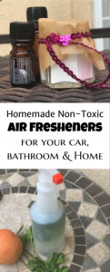 non-toxic air freshener/ homemade air freshener/ make car smell clean/ make bathroom smell clean/ toxic chemicals in air fresheners/ healthy air fresheners/ essential oils/ orange essential oil/ peppermint essential oil/ crafts for your home)