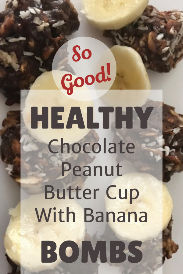 Healthy chocolate peanut butter banana bombs (healthy cookie/sugar-free cookie/ cookie made from fruit/ naturally sweet/ healthy indulgence/ guilt-free/ no-bake cookie/ easy healthy snack/ satisfy sugar cravings naturally/ satisfy sweet craving/ fulfill sweet tooth/ chocolate peanut butter/ cookie made with honey/ cookie with monk fruit extract)